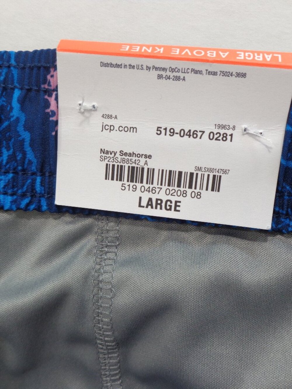 St. John's Bay Men's Large Swim Trunks Seahorse and Star Navy Blue Pink NWT - Picture 4 of 9